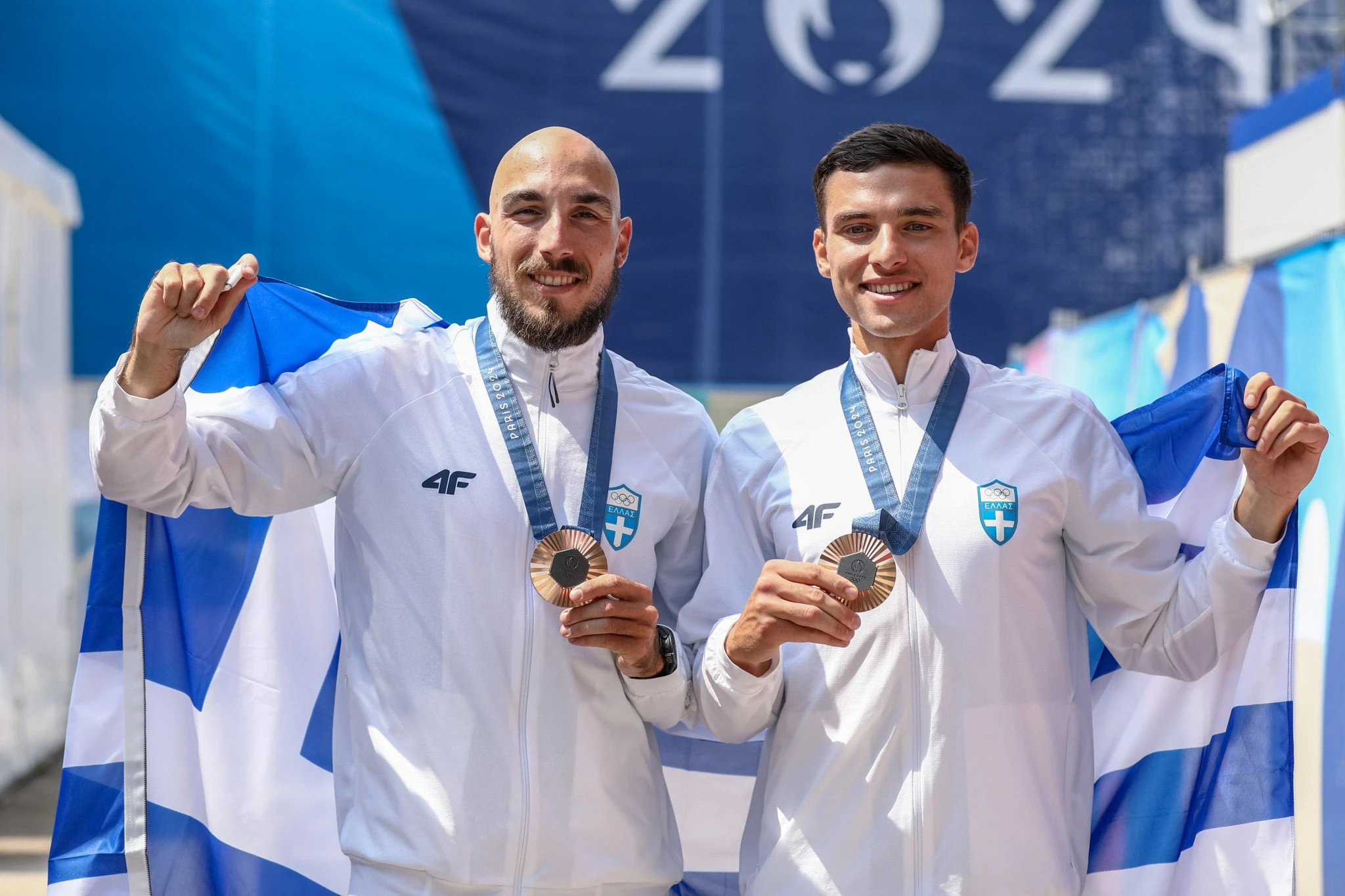 Παπακωνσταντίνου και Γκαϊδατζής με το Ολυμπιακό χάλκινο στο Παρίσι - Πηγή: Eurokinissi