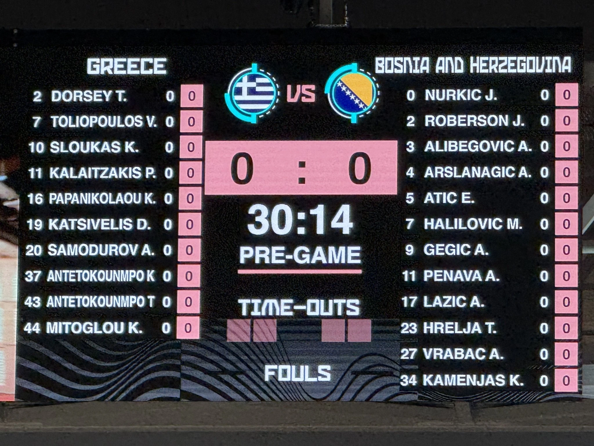 Ο φωτεινός πίνακας με τα ρόστερ χωρίς τον Γιάννη στην 12άδα της Εθνικής