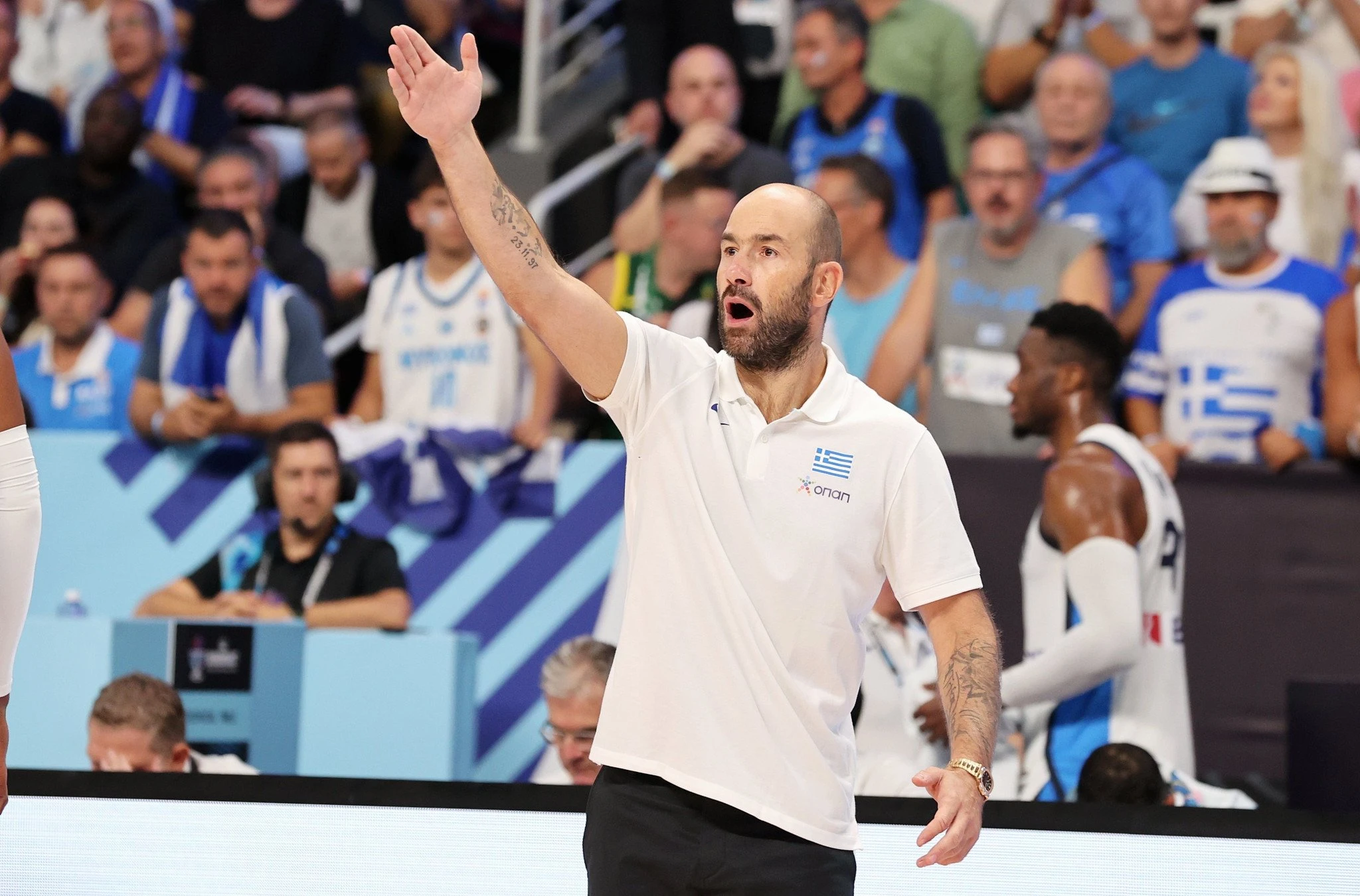 Ο Βασίλης Σπανούλης στον πάγκο της Ελλάδας, Πηγή: INtime