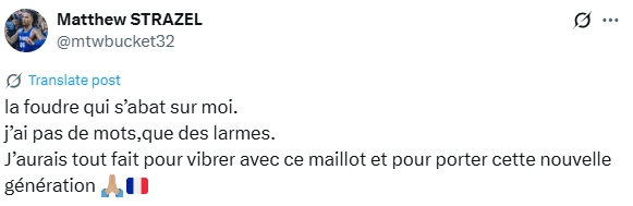 H ανάρτηση του Ματ Στραζέλ αφότου έμαθε πως χάνει το φετινό EuroBasket / Πηγή: X&nbsp;