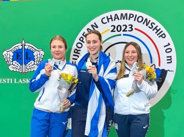 Η Άννα Κορακάκη στο Ευρωπαϊκό βάθρο του 2023 / Πηγή: Instagram Άννας Κορακάκη