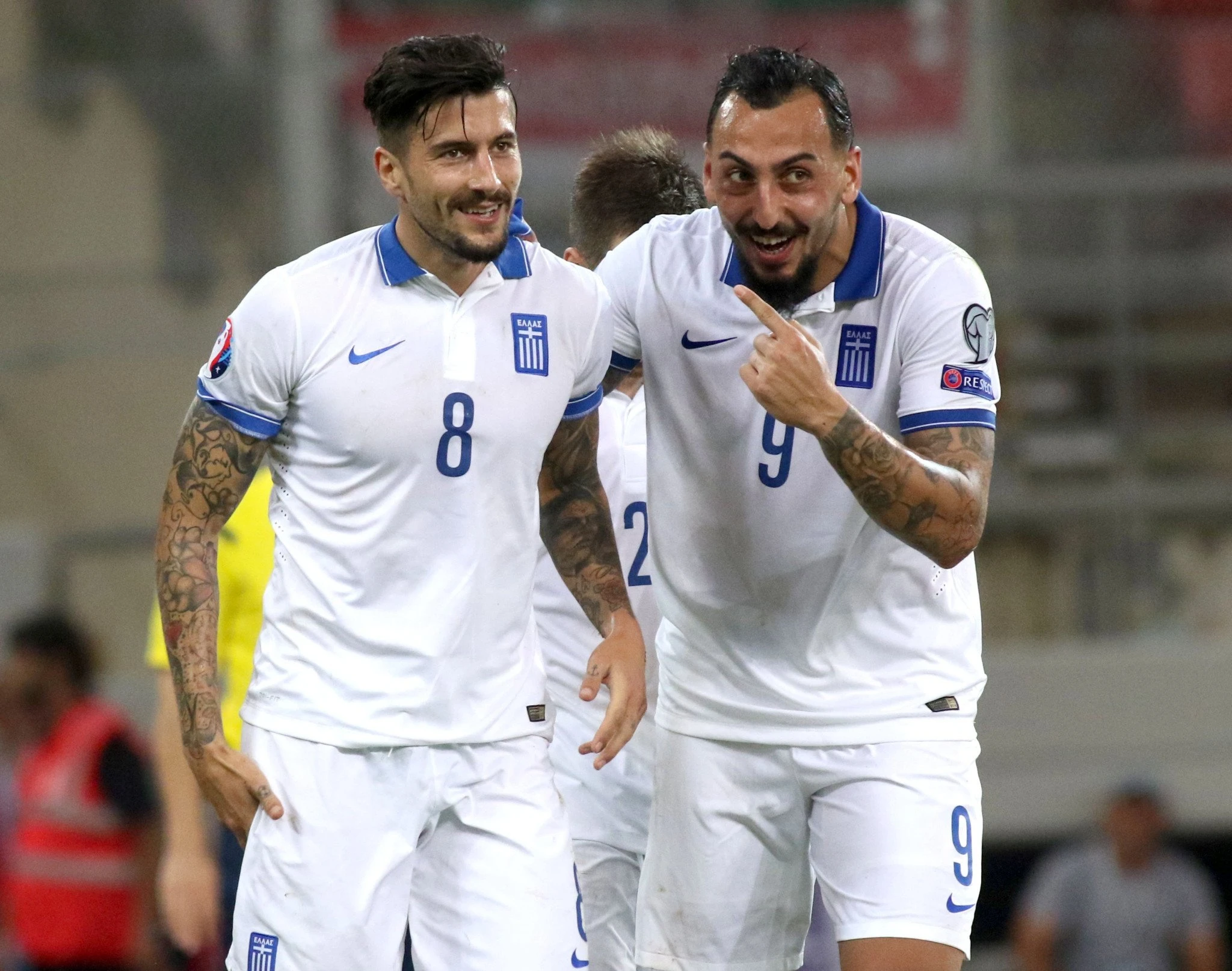 Ο Παναγιώτης Κονέ με τον Κώστα Μ΄ήτρογλου στα προκριματικά του Euro 2016 / Πηγή: Eurokinissi