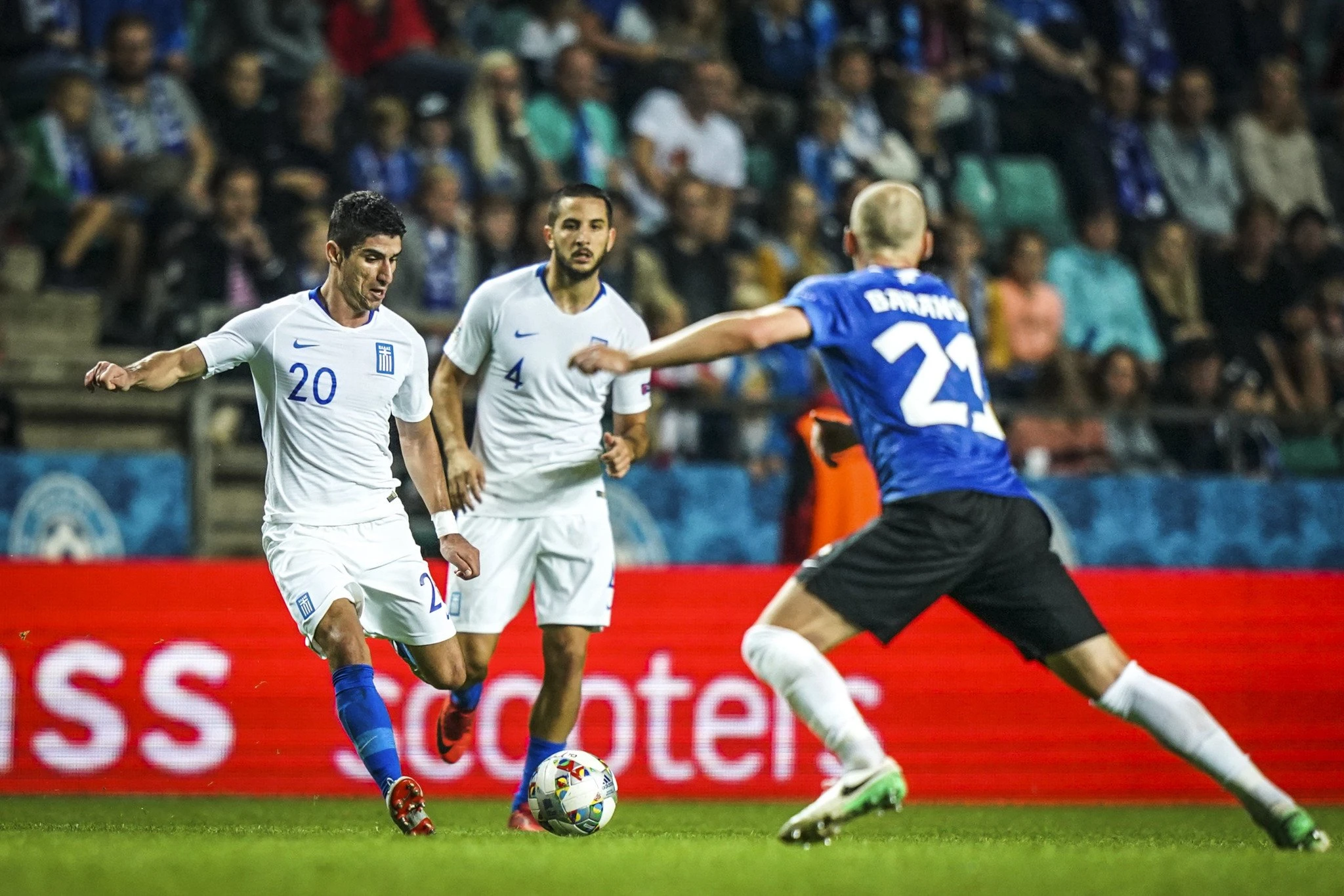 Ο Πέτρος Μάνταλος και ο&nbsp;Κώστας Μανωλάς κόντρα στην Εσθονία στο Nations League 2018 / Πηγή: Eurokinissi