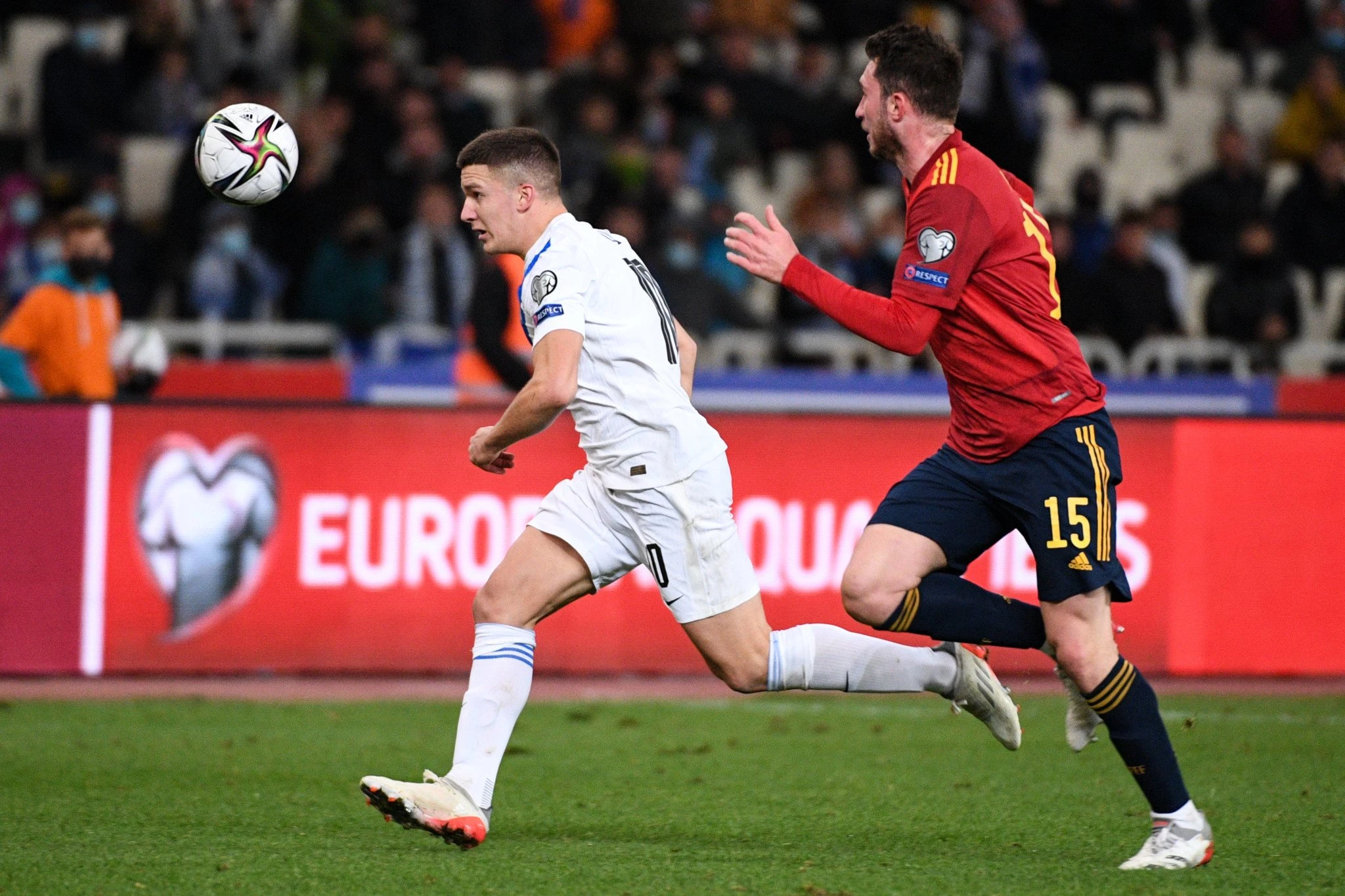 Ο Χρήστος Τζόλης κόντρα στην Ισπανία για τα προκριματικά του Μουντιάλ 2022 / Πηγή: Eurokinissi