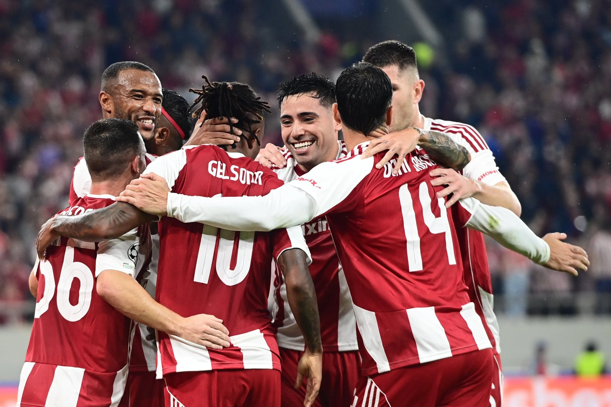 Οι παίκτες του Ολυμπιακού πανηγυρίζουν / Πηγή: Eurokinissi