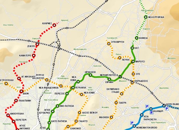 Ο χάρτης του Μετρό Αττικής, με την προσθήκη της Γραμμής 4