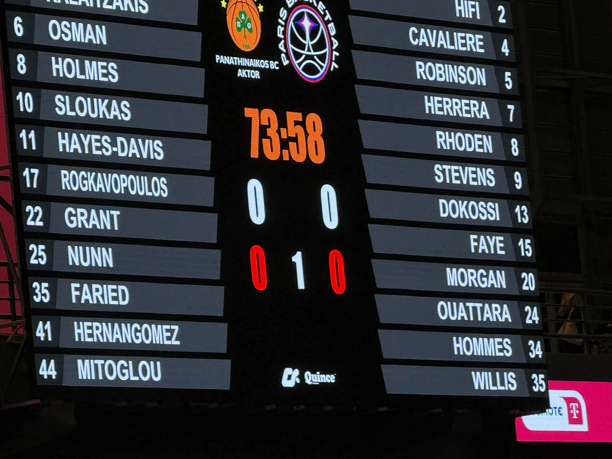 Το όνομα του Κέντρικ Ναν αναγράφεται στην γιγαντοοθόνη του ΟΑΚΑ