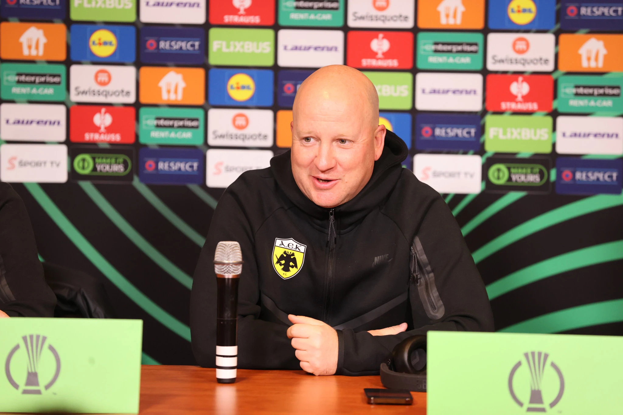 Ο Μάρκο Νίκολιτς στη συνέντευξη Τύπου πριν το Τσέλιε-ΑΕΚ / Πηγή: Intime