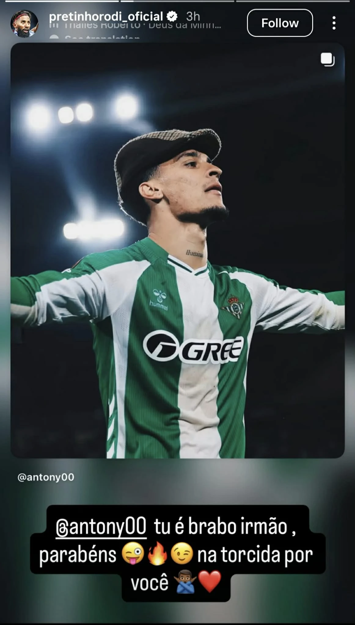 Το στόρι του Ροντινέι / Screenshot (@pretinhorodi_oficial)