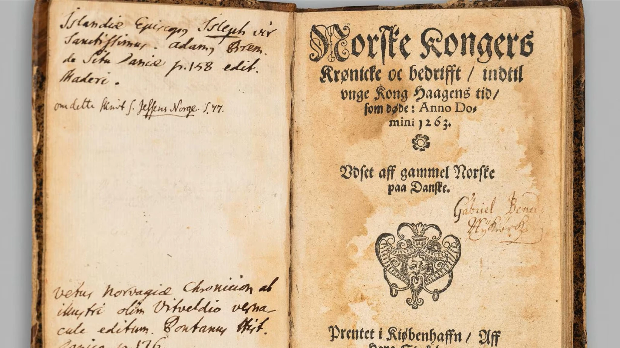 «Heimskringla»:&nbsp;Η έκδοση του 1594 που αγόρασε ο Χάαλαντ και δώρισε στη βιβλιοθήκη του Μπρίνε