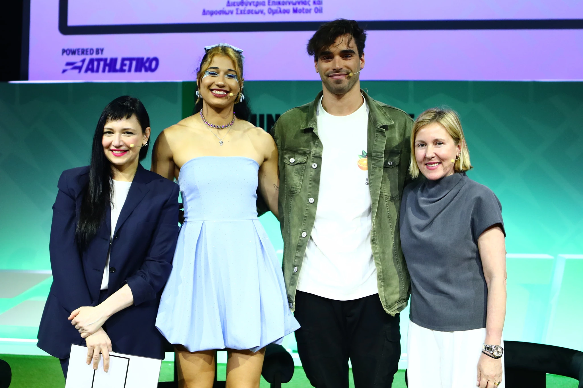 Η Αναστασία Ντραγκομίροβα, ο Απόστολος Χρήστου, η Αμαλία Κυπαρρίση και η Αθηναΐς Νέγκα στο συνέδριο του Athletiko/ Πηγή: Eurokinissi