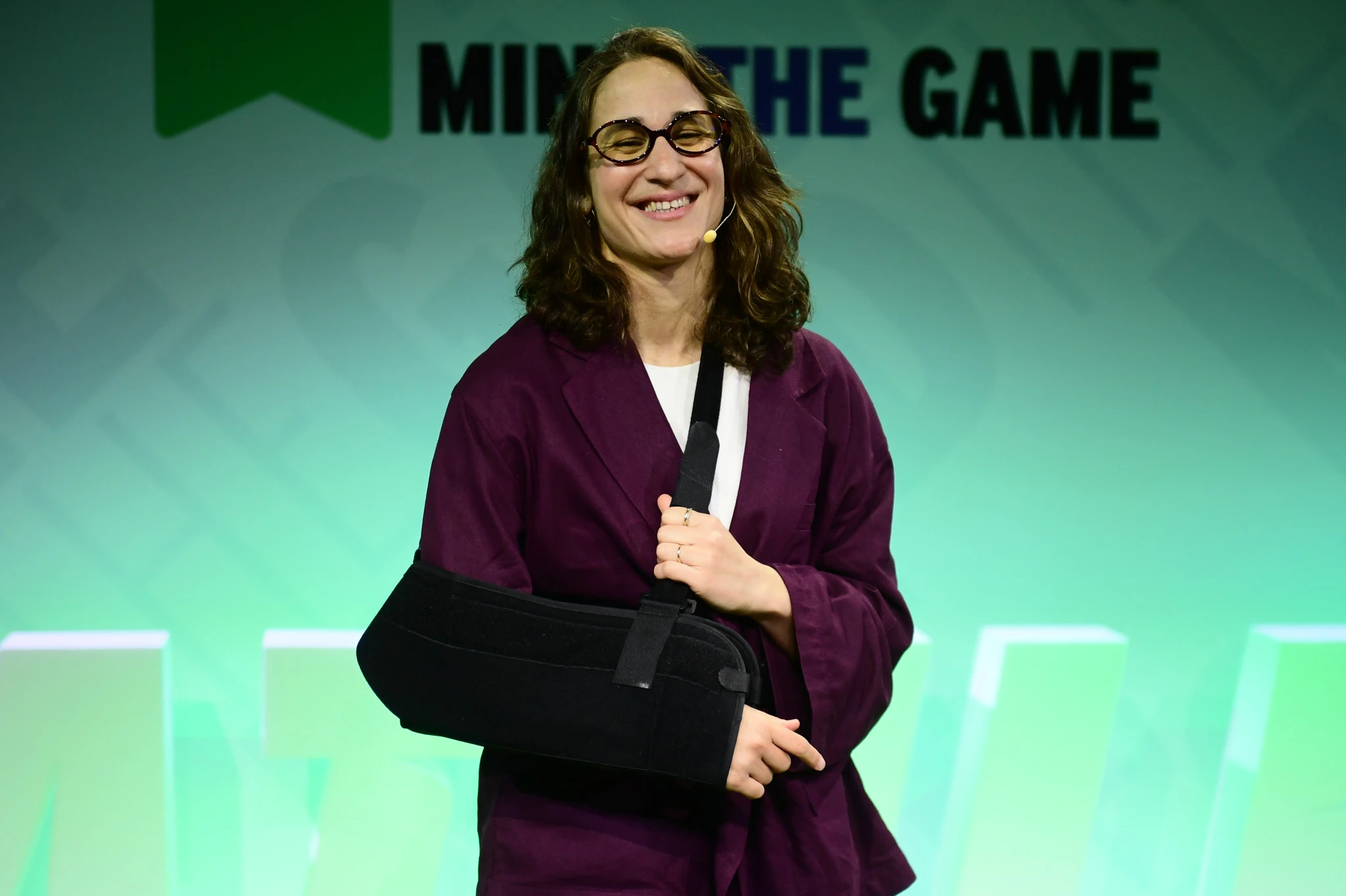 Η Νόρα Δράκου στο συνέδριο του Athletiko/ Πηγή: Eurokinissi