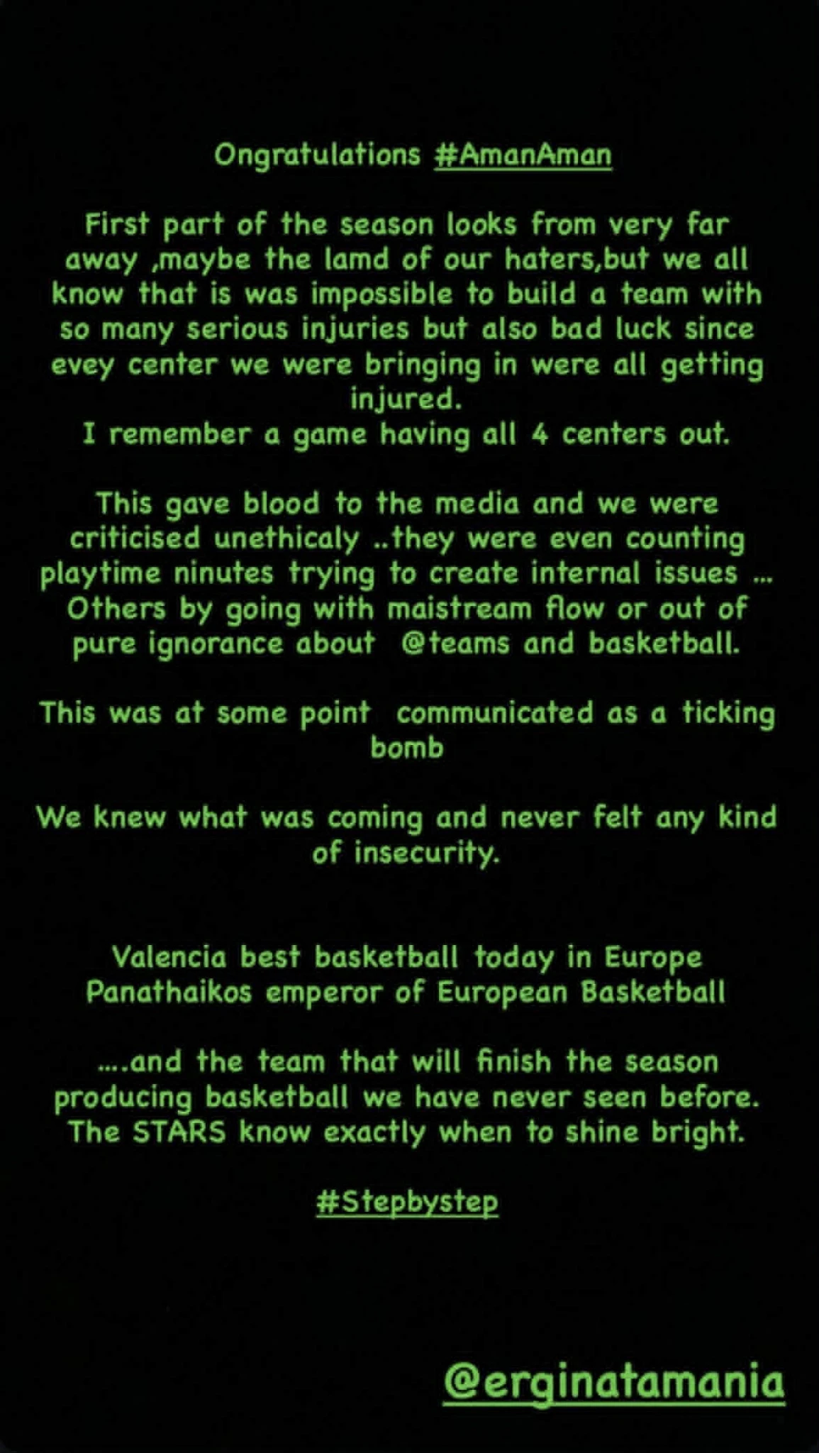 Το στόρυ του Δημήτρη Γιαννακόπουλου μετά τη νίκη του Παναθηναϊκού στο παιχνίδι για τα play-in της EuroLeague με την Μονακό