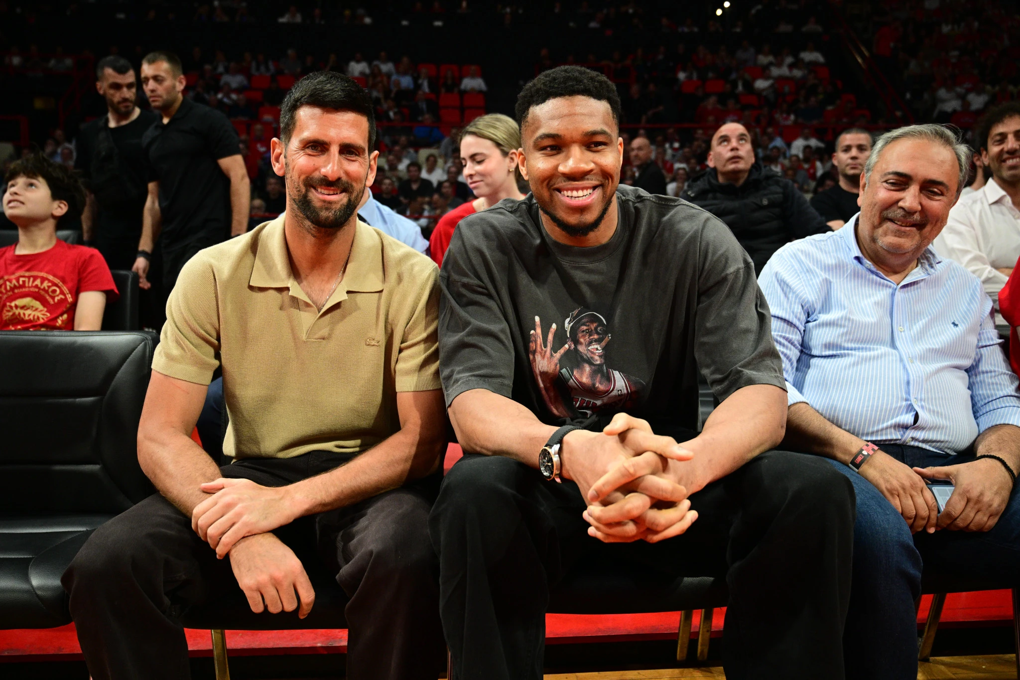 Στα... επίσημα του ΣΕΦ Αντετοκούνμπο, Τζόκοβιτς και Μποντιρόγκα / Πηγή: Eurokinissi