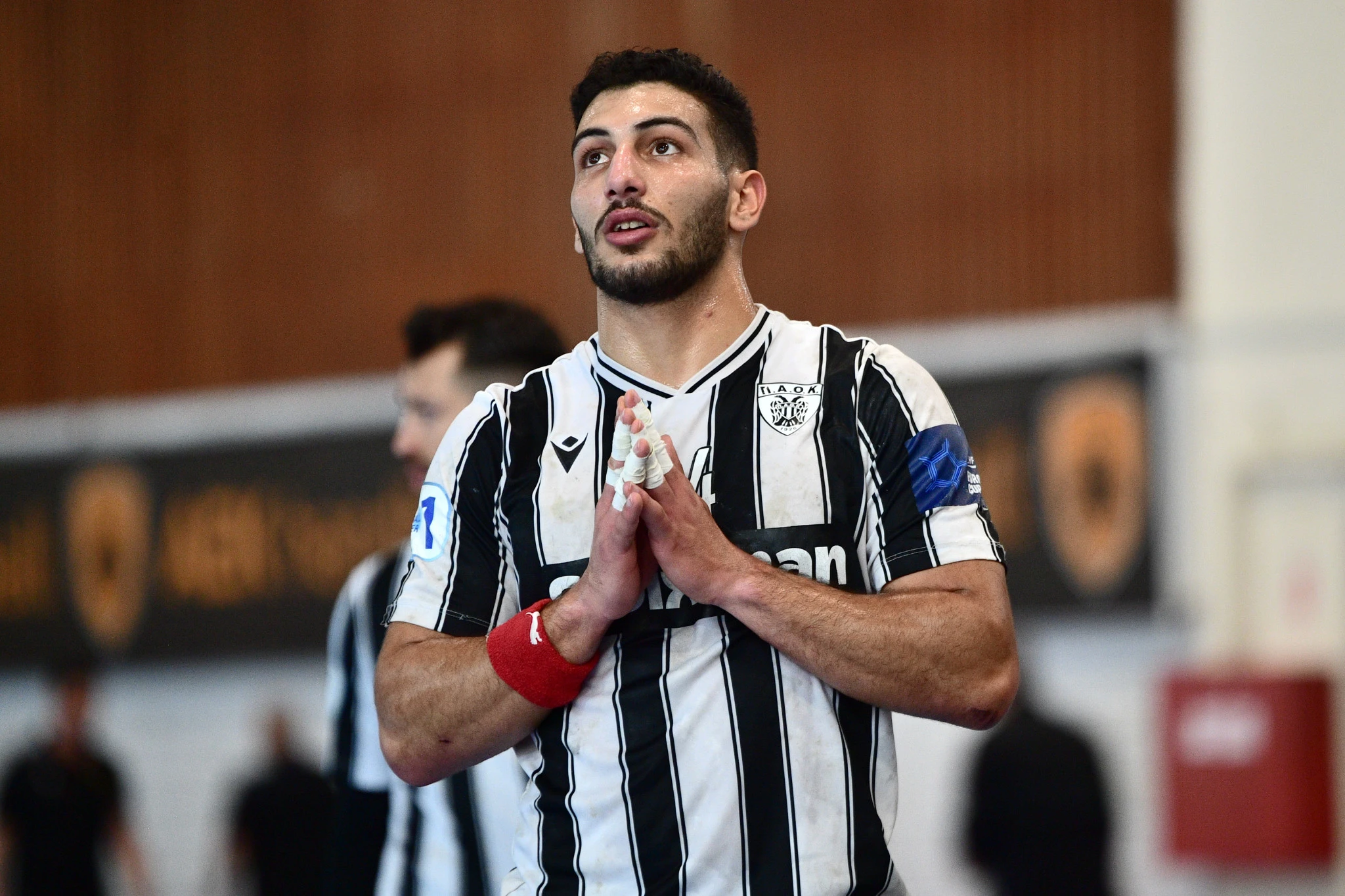 Ο Φεράς Ραγκάμπ στον τρίτο ημιτελικό του ΠΑΟΚ για τη Handball Premier κόντρα στην ΑΕΚ / Πηγή: Eurokinissi