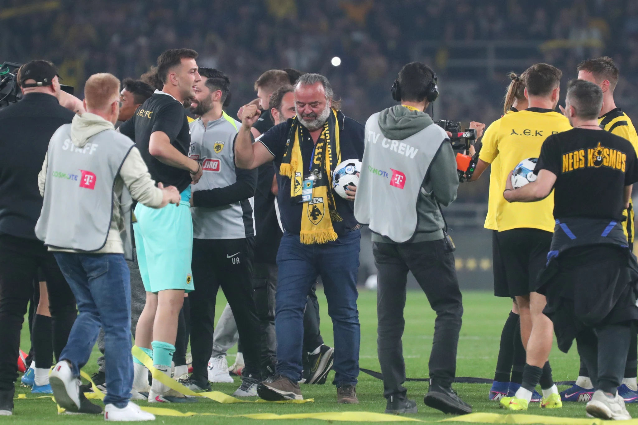 Ο Μάριος Ηλιόπουλος στην Allwyn Arena μετά το τέλος του ντέρμπι της ΑΕΚ με τον Παναθηναϊκό / Πηγή: Eurokinissi