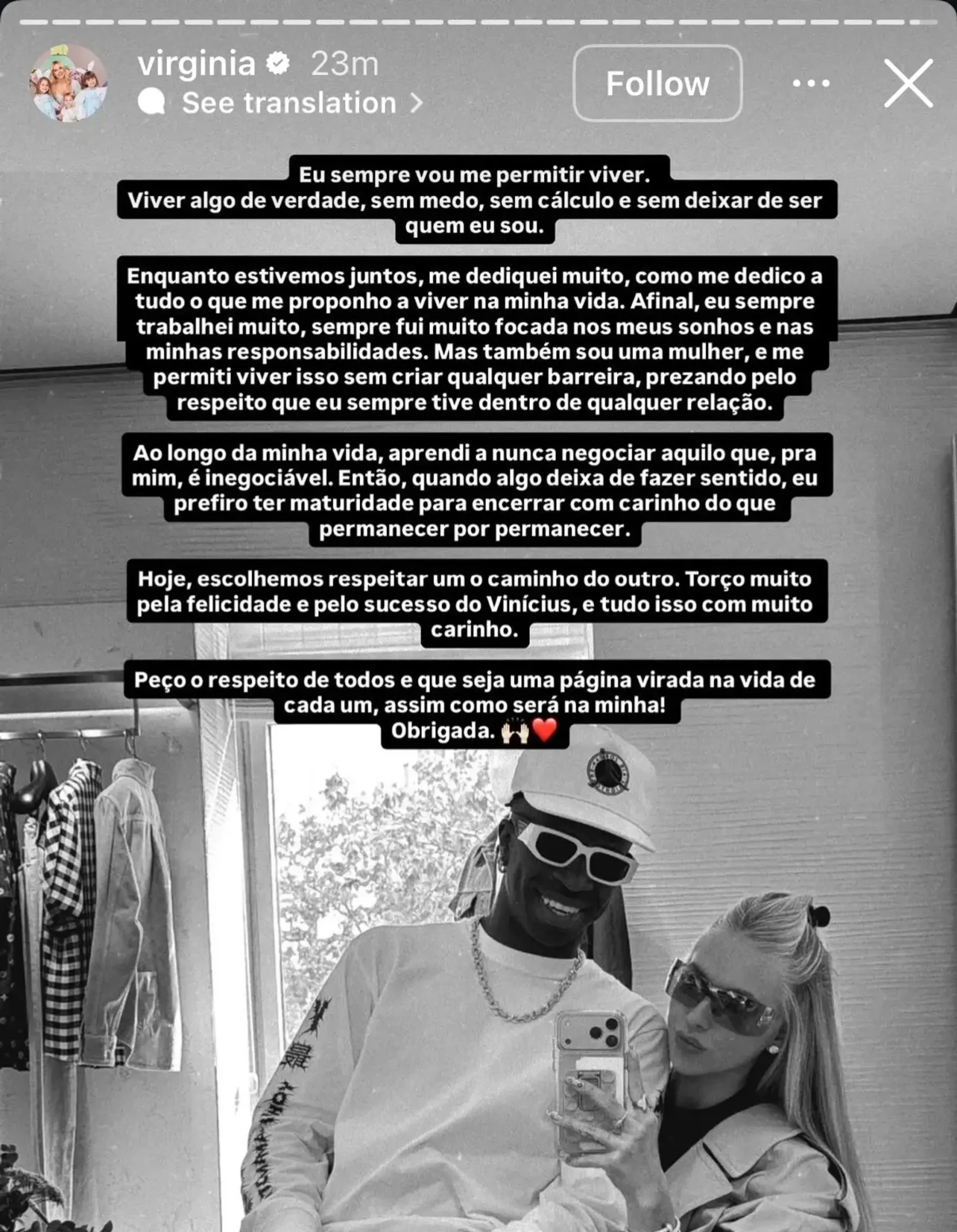 Το Instagram story της Βιρτζίνια Φονσέκα / Screenshot
