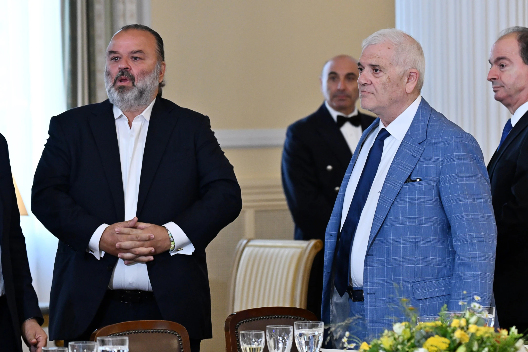Μάριος Ηλιόπουλος και Δημήτρης Μελισσανίδης στο Προεδρικό Μέγαρο / Πηγή: Intime