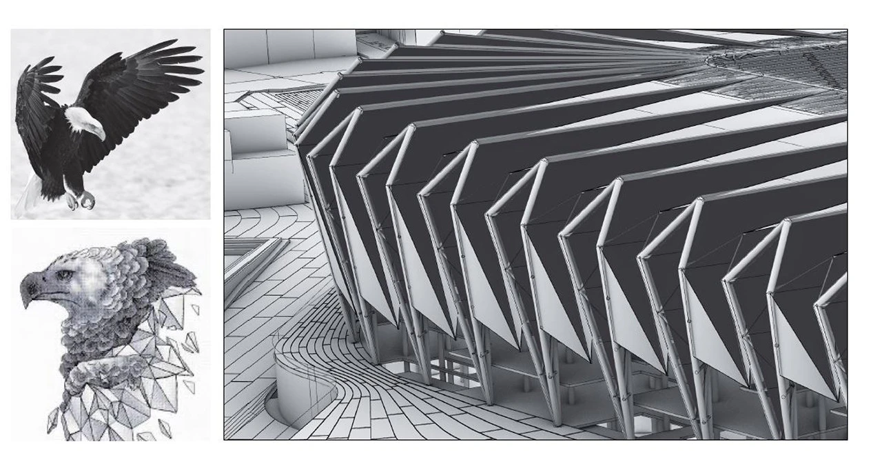 Ο αετός ως πρόταση της εξωτερικής όψης του γηπέδου