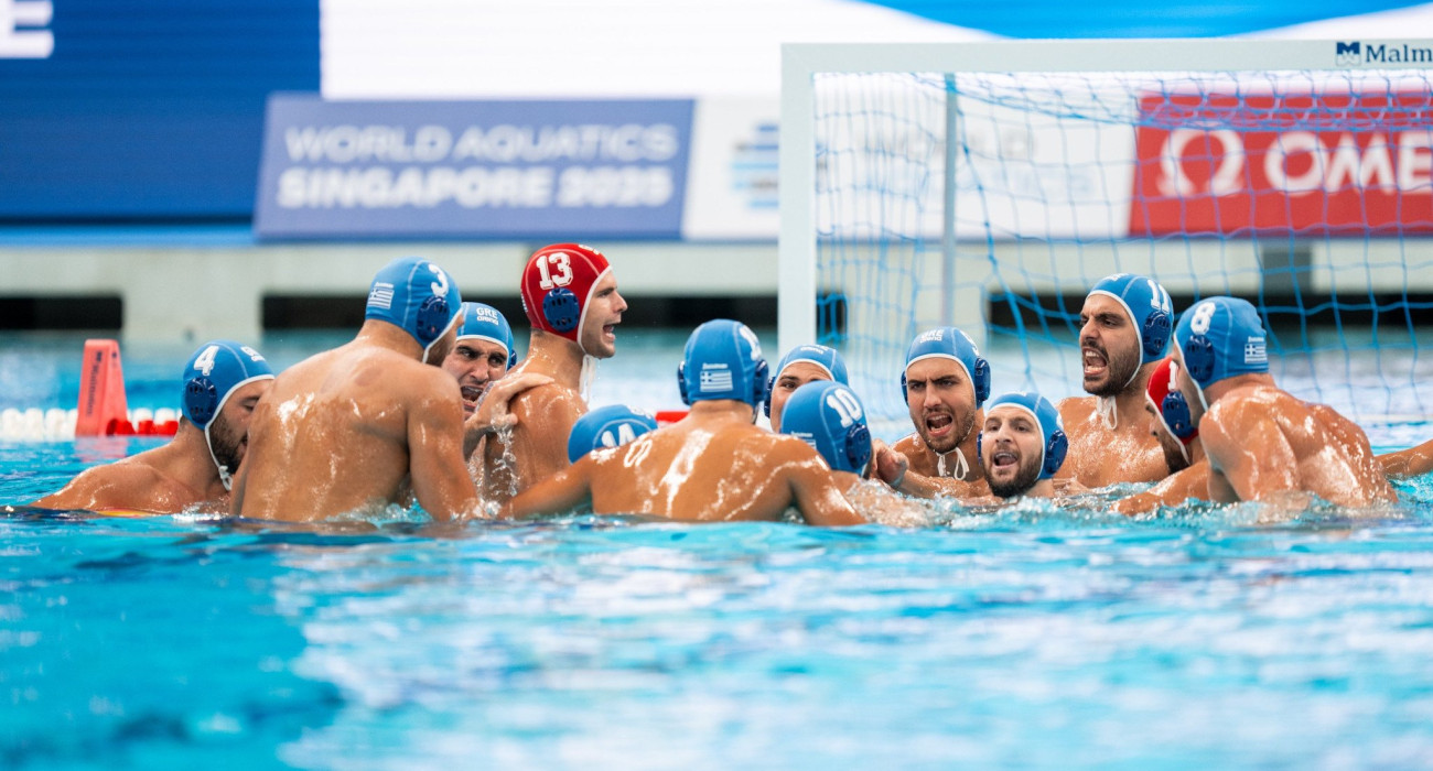 Η Εθνική πόλο ανδρών στο Παγκόσμιο της Σιγκαπούρης / Πηγή: Eurokinissi