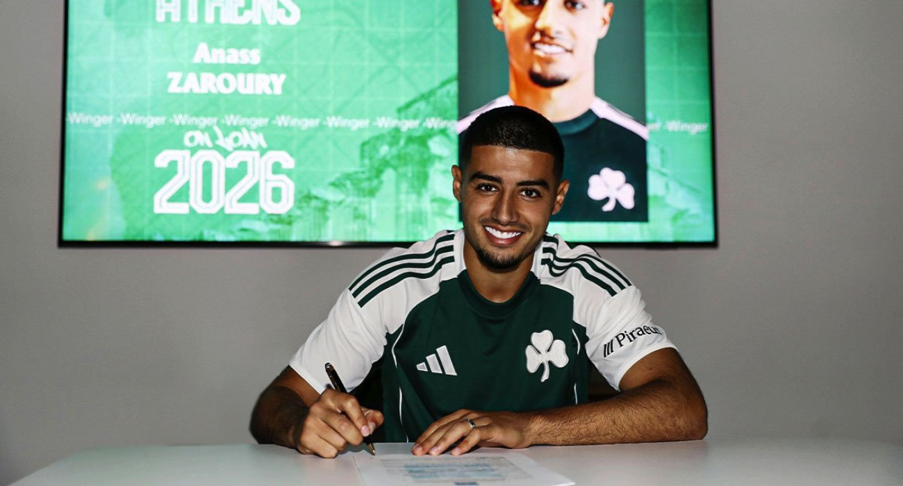 Ο Ανάς Ζαρουρί κατά την παρουσίασή του από τον Παναθηναϊκό / Πηγή: pao.gr