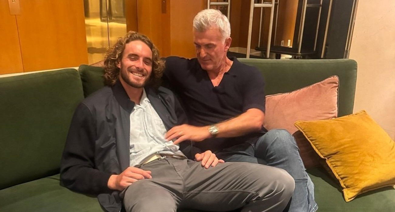 Ο Στέφανος Τιτσιπάς μαζί με τον πατέρα του, Απόστολο