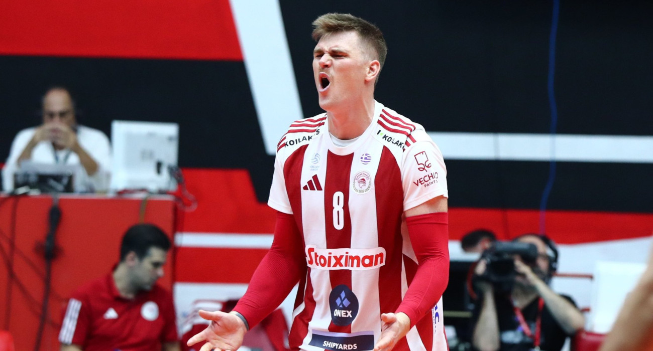 Ο Γκόρντον Πέριν στον αγώνα του Ολυμπιακού με την Γκίζεν Γκρίζλις στο CEV Champions League / Πηγή: Eurokinissi