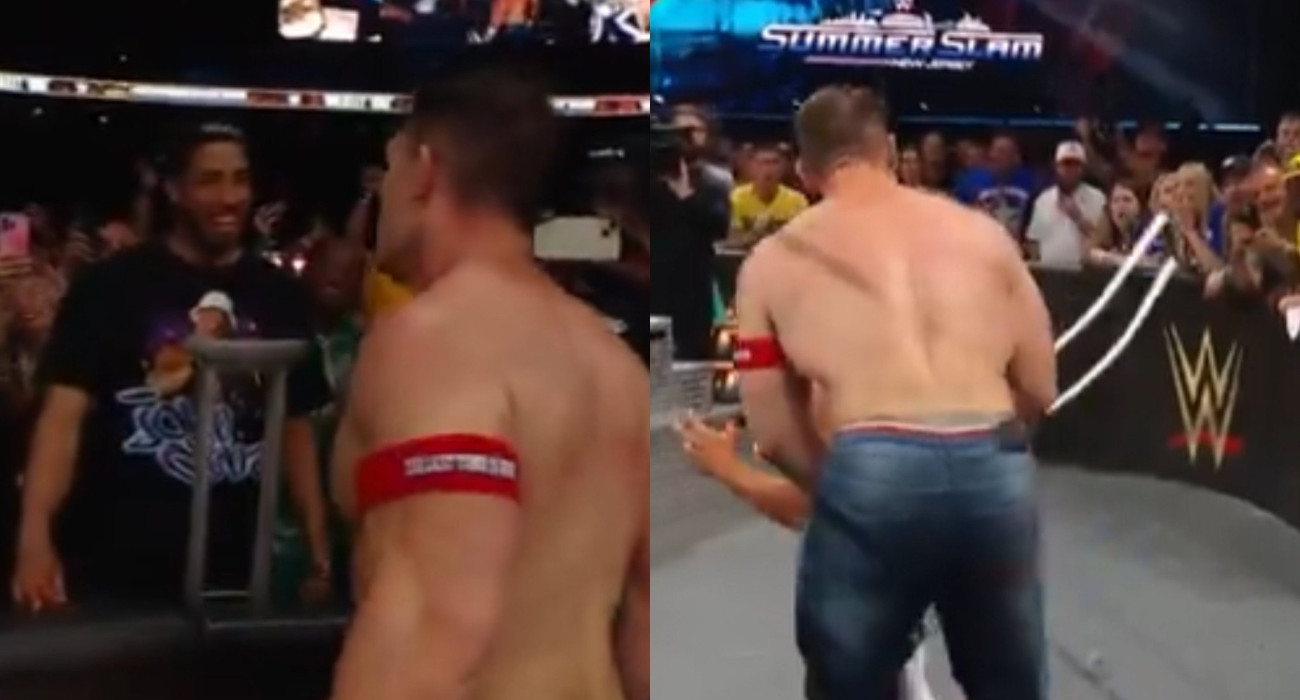 Ο Χαλιμπάρτον πήγε σε αγώνα του WWE και ο Τζον Σίνα χρησιμοποίησε την πατερίτσα του ως... όπλο (video)