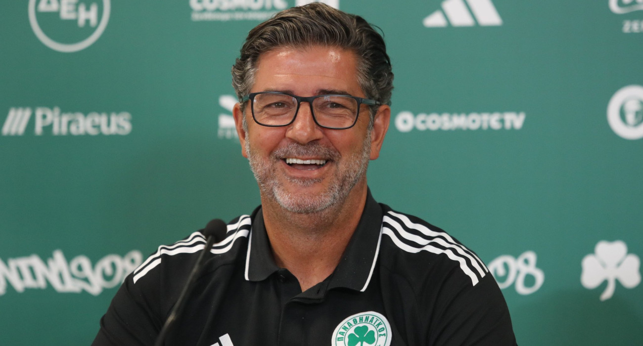 Ο Ρουί Βιτόρια στη σημερινή συνέντευξη Τύπου ενόψει της ρεβάνς με τη Ρέιντζερς το βράδυ της Τετάρτης (30/7, 21:00) - ΠΗΓΗ: Eurokinissi