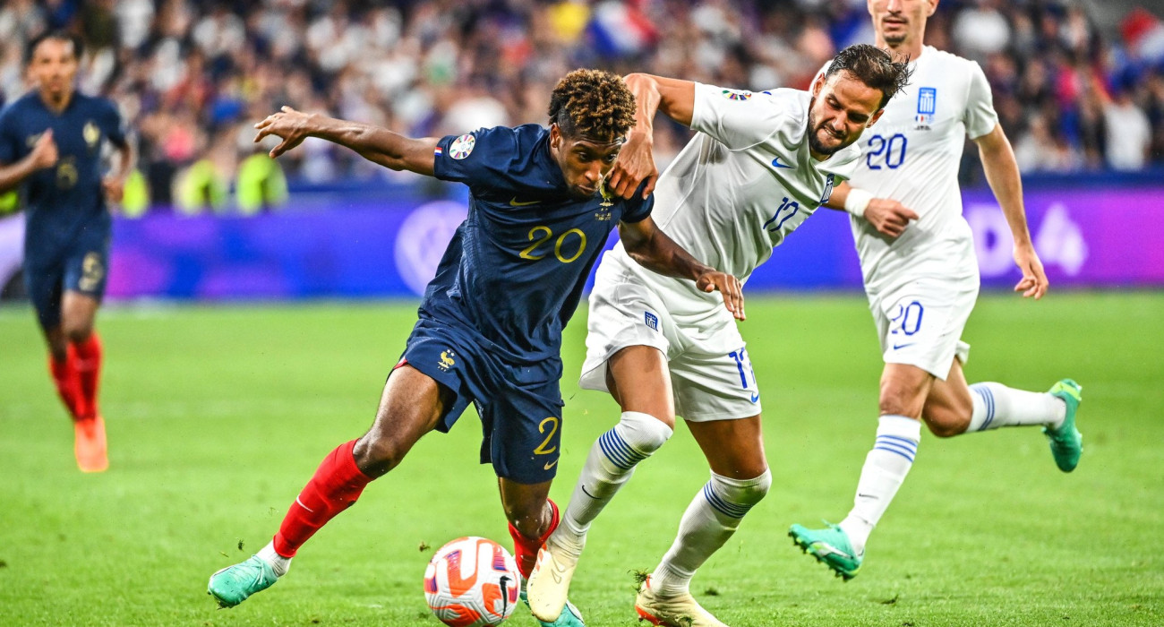 Ο Κίνγκσλεϊ Κομάν με την φανέλα της εθνικής ομάδας της Γαλλίας απέναντι στην Ελλάδα / Πηγή: Εurokinissi