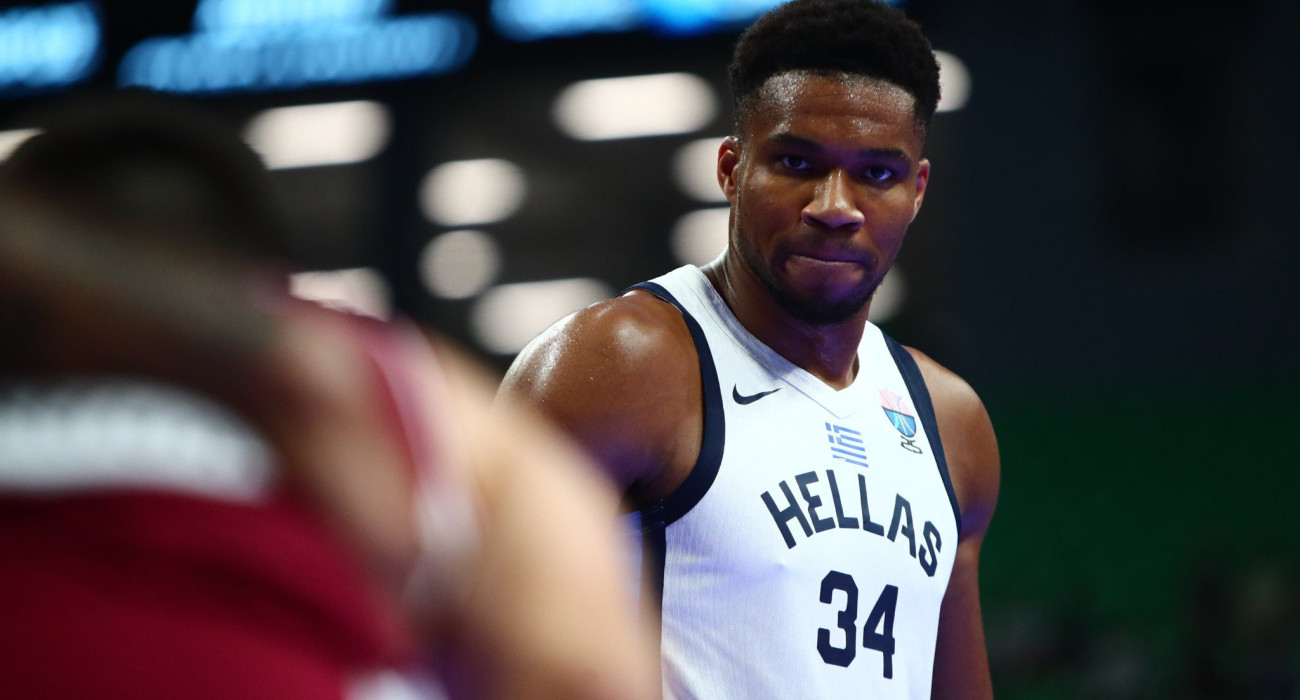 Ο Γιάννης Αντετοκούνμπο στο ματς της Εθνικής με τη Λετονία στο τουρνουά Ακρόπολις 2025 / Πηγή: Eurokinissi