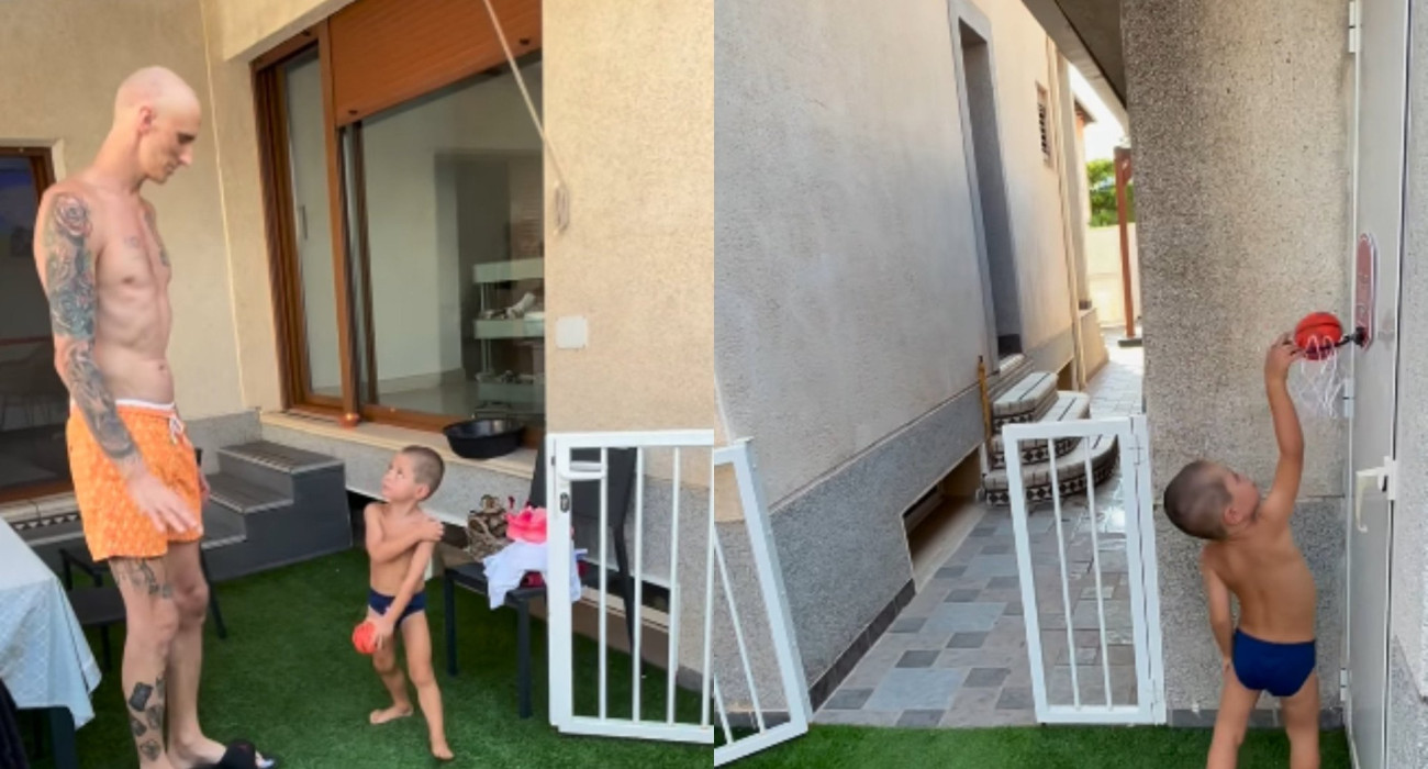 Ο Ακίλε Πολονάρα απολαμβάνει τις στιγμές και παίζει μπάσκετ μαζί με τον γιο του (video)