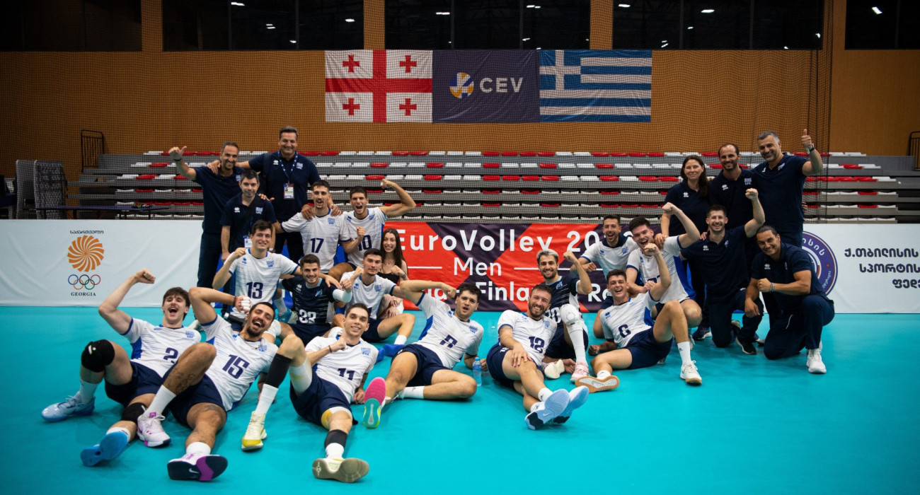 Η Εθνική ανδρών στον αγώνα με τη Γεωργία στα προκριματικά του EuroVolley 2026 / Πηγή: ΕΟΠΕ