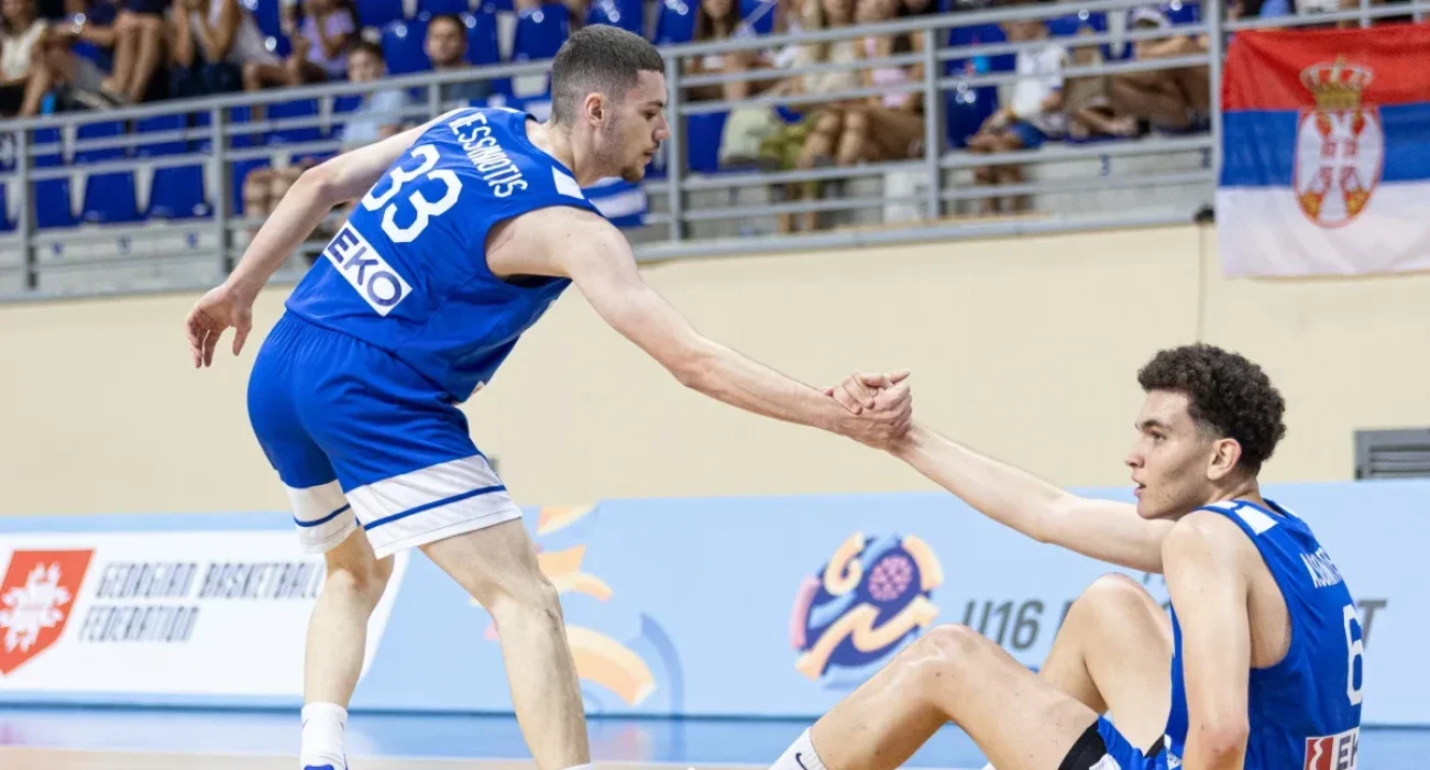 Οι Έλληνες παίκτες κατά τη διάρκεια του αγώνα με τη Σερβία - Πηγή: FIBA Eurobasket