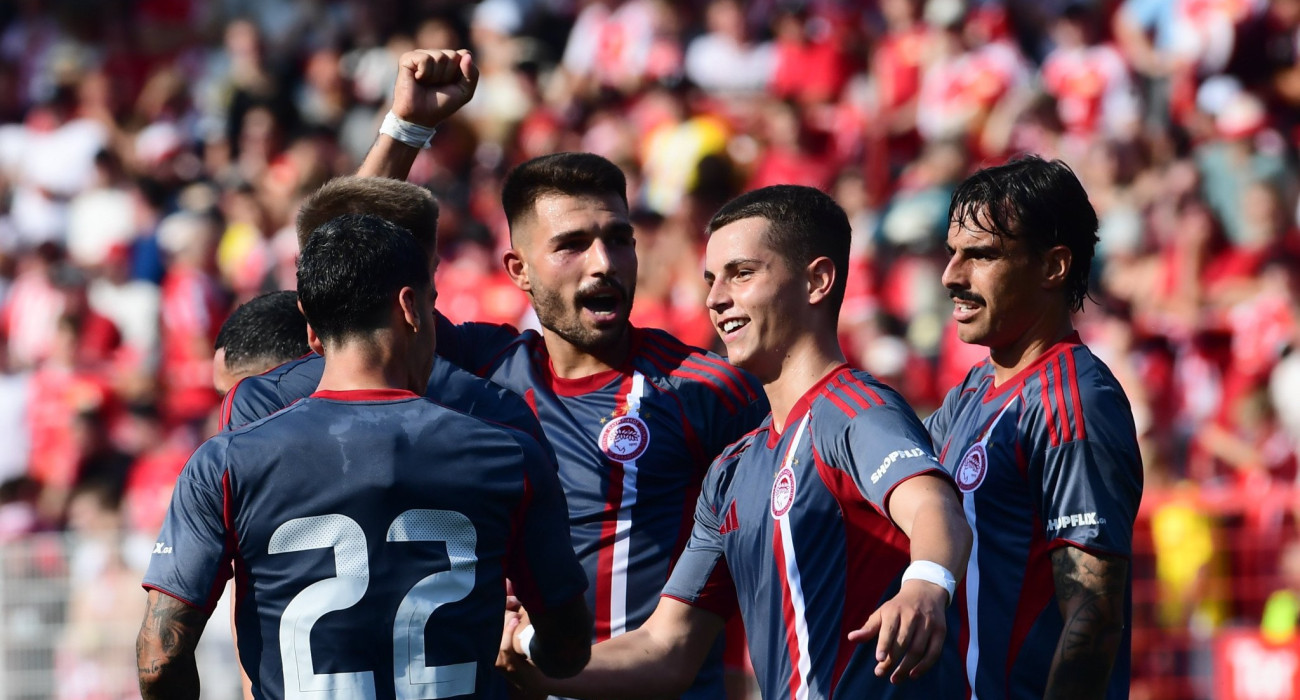 Ποδοσφαιριστές του Ολυμπιακού πανηγυρίζουν / Πηγή: Eurokinissi