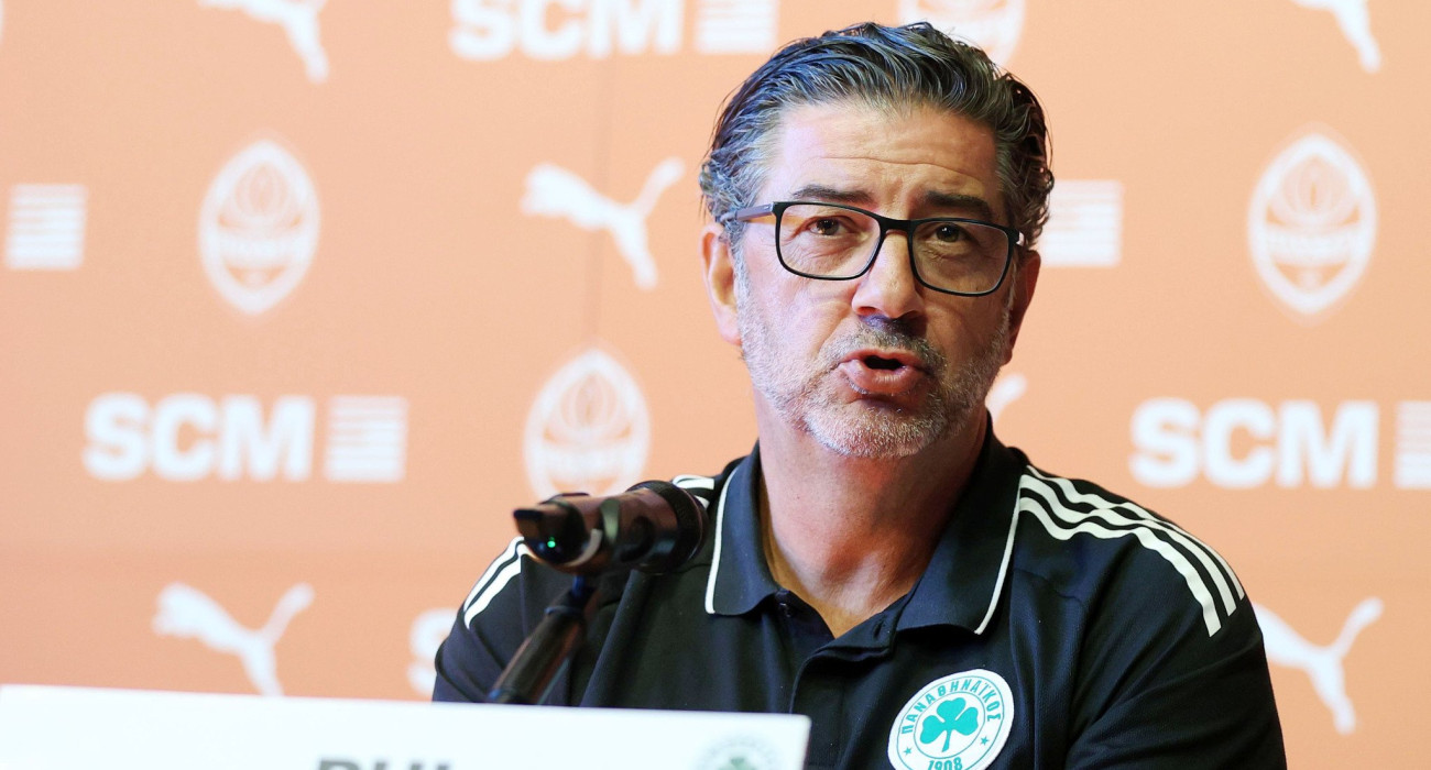 Ο προπονητής του Παναθηναϊκού, Ρουί Βιτόρια στη συνέντευξη Τύπου ενόψει της ρεβάνς με τη Σαχτάρ Ντόνετσκ - ΠΗΓΗ: INTIME