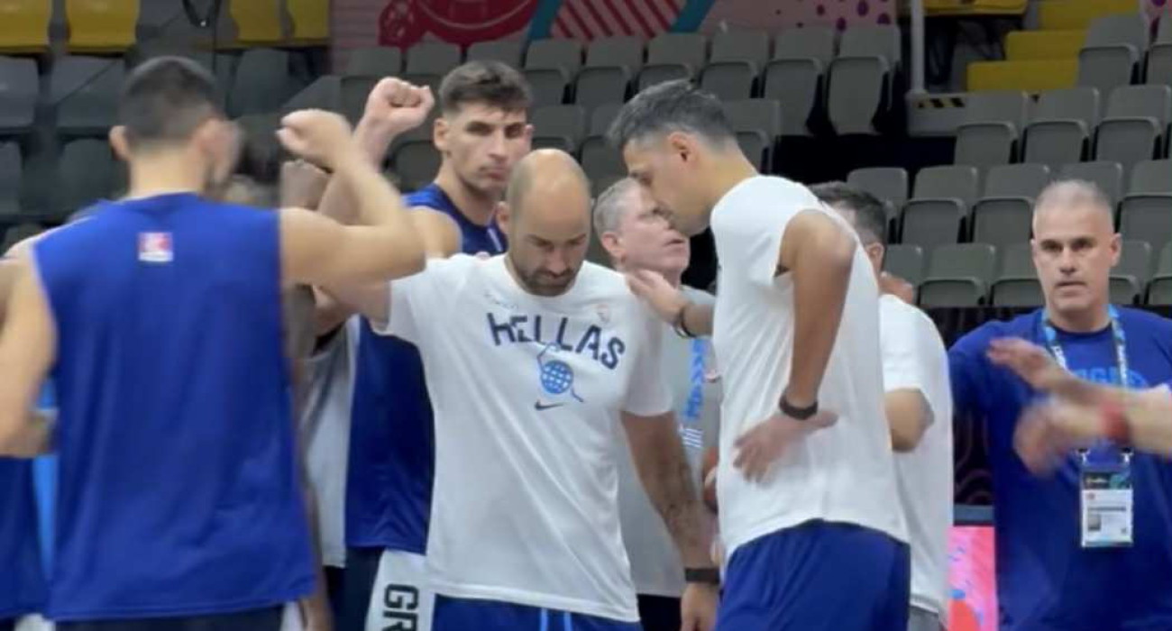 Ο Βασίλης Σπανούλης με την Εθνική ομάδα