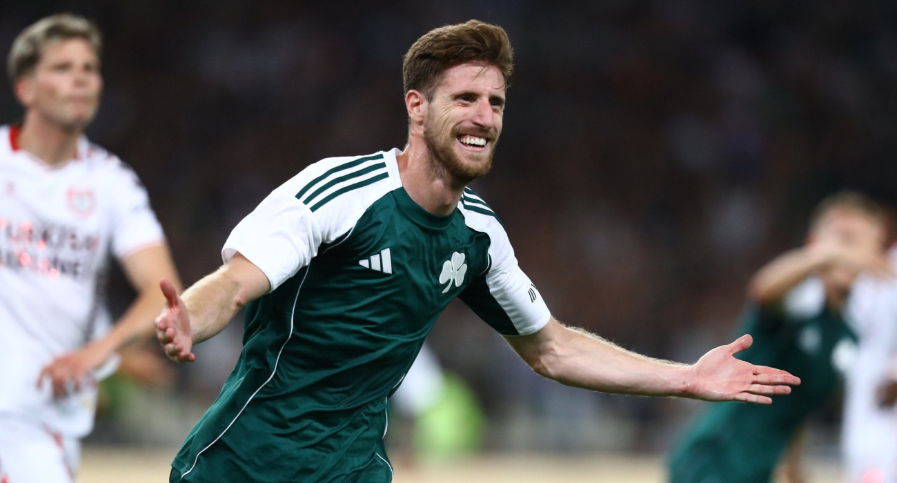 Ο Γιώργος Κυριακόπουλος πανηγυρίζει το 1-1 του Παναθηναϊκού, Πηγή: Eurokinissi