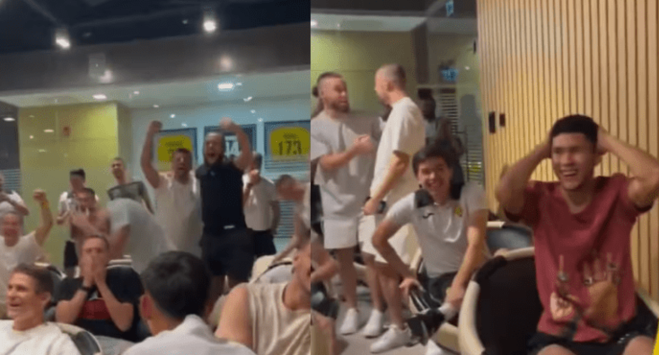 Οι παίκτες της Καϊράτ Αλμάτι πανηγυρίζουν για την κλήρωση με τη Ρεάλ Μαδρίτης/Screenshot