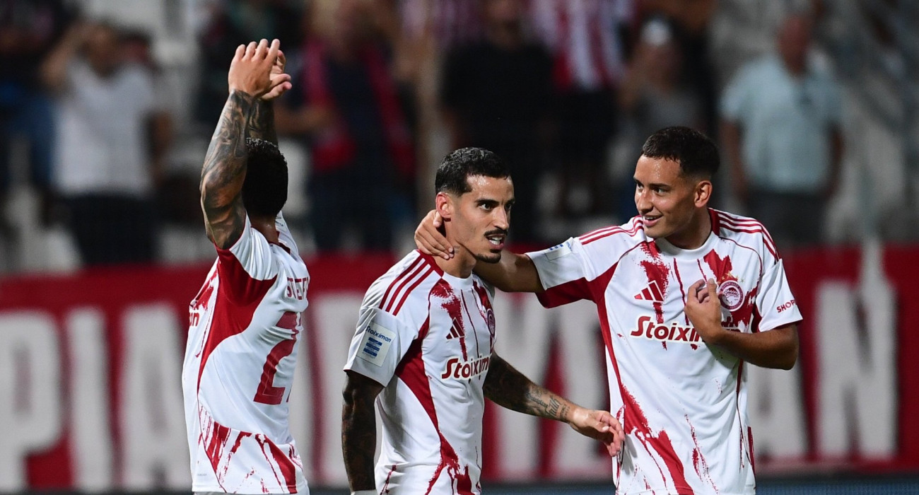 Οι πανηγυρισμοί των παικτών του Ολυμπιακού / Πηγή: Eurokinissi