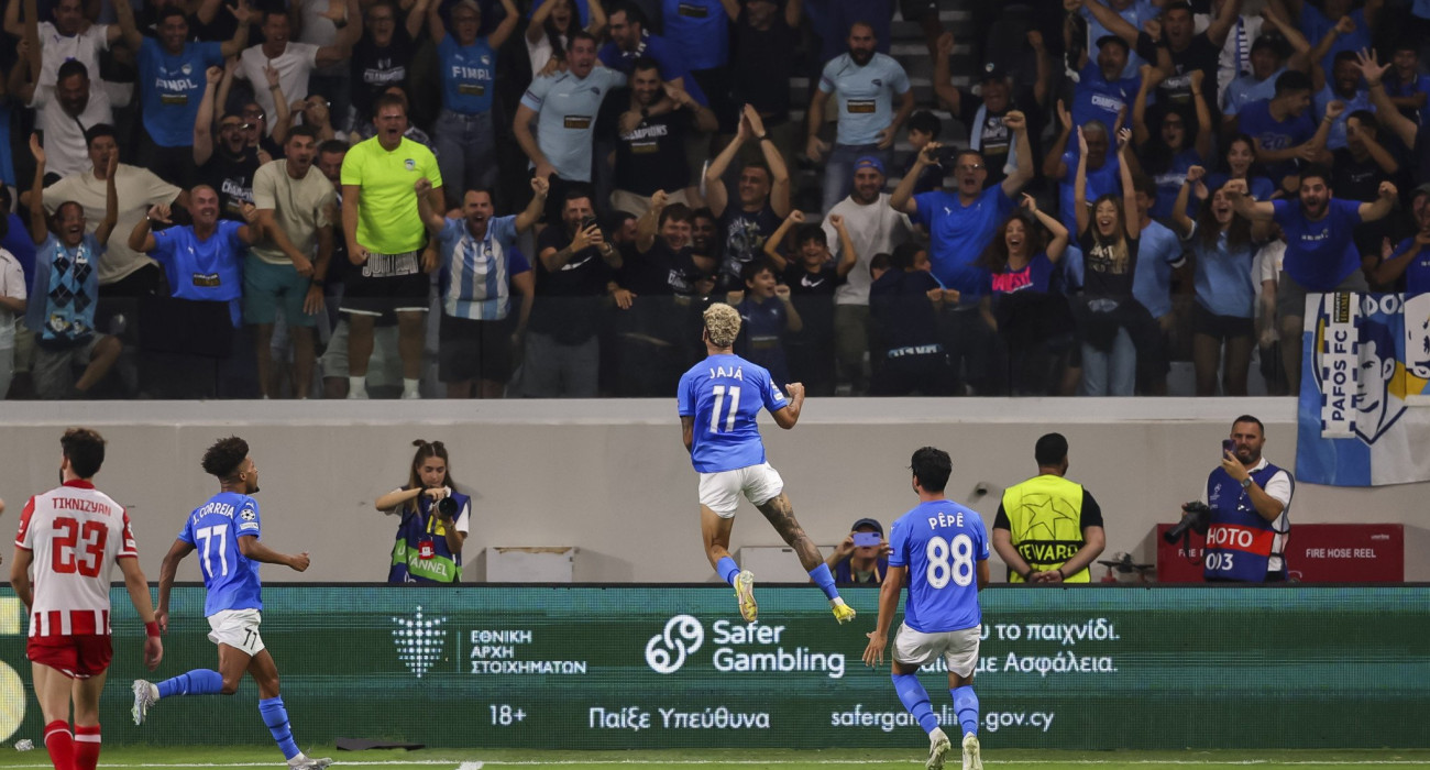 Οι παίκτες της Πάφου πανηγυρίζουν την πρόκριση στο Champions League/Πηγή: Getty Images