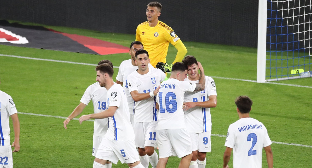 Οι παίκτες της Εθνικής πανηγυρίζουν / Πηγή: Eurokinissi