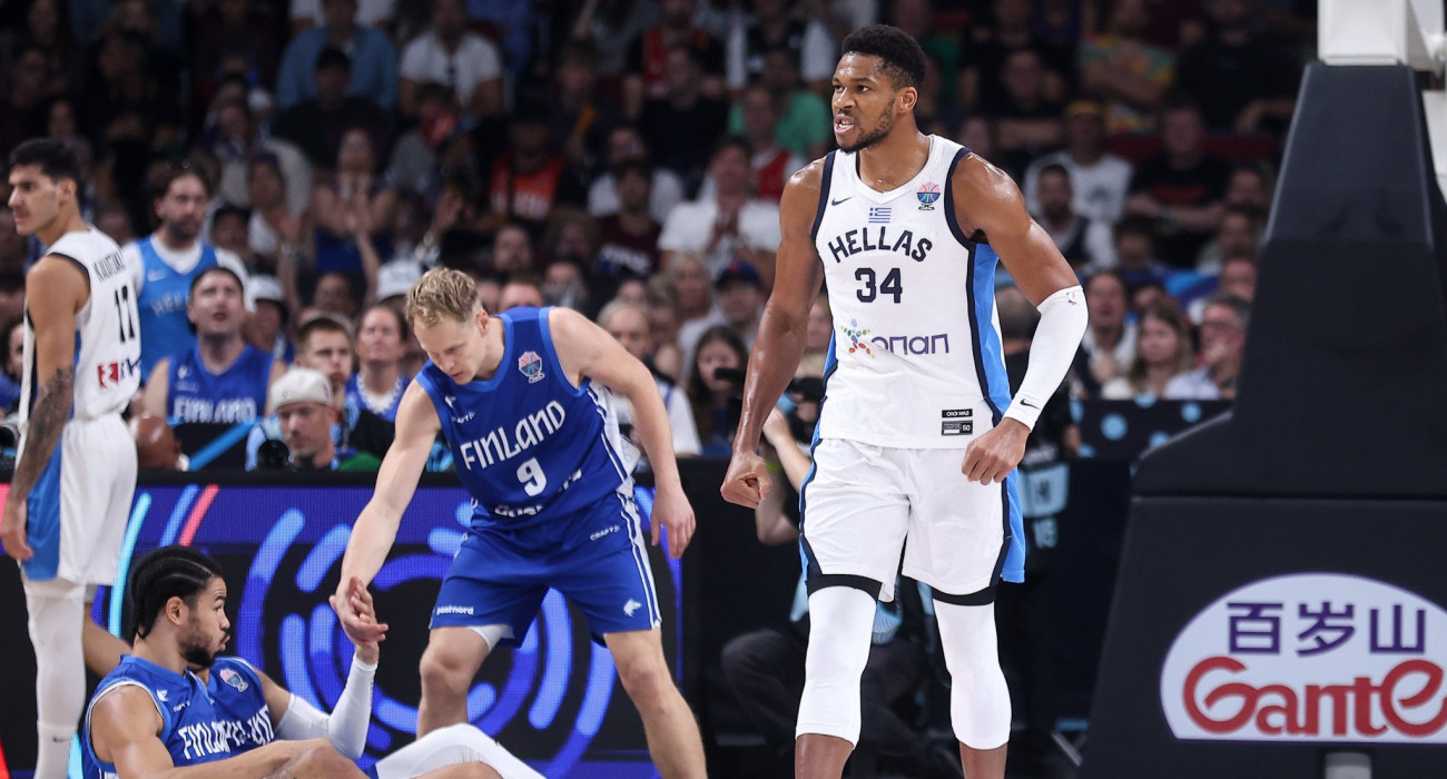 Ο Γιάννης Αντετοκούνμπο στο παιχνίδι με τη Φινλανδία, Πηγή: Eurokinissi