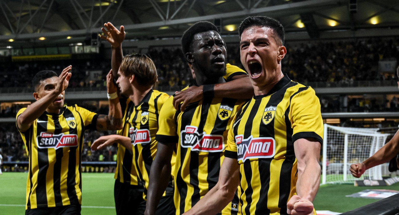 Οι πανηγυρισμοί των παικτών της ΑΕΚ / Πηγή: Eurokinissi