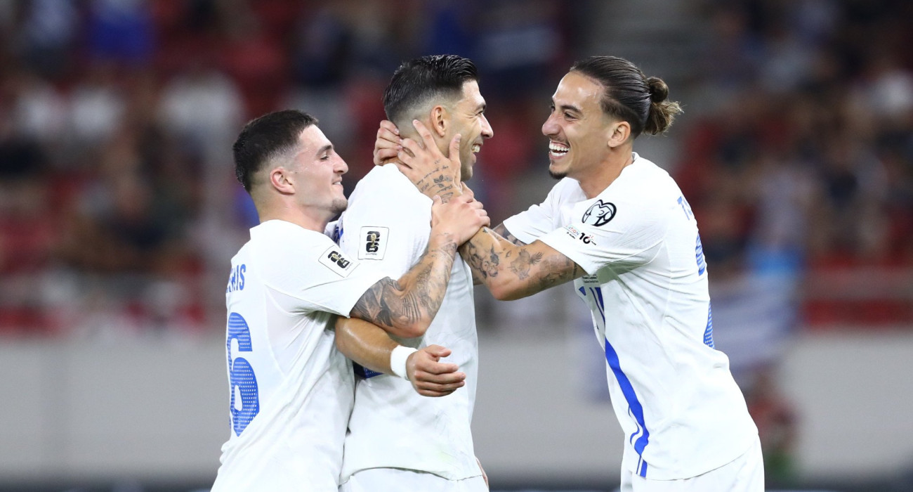 Οι παίκτες της Εθνικής Ελλάδας πανηγυρίζουν / Πηγή: Eurokinissi