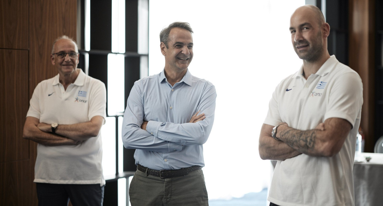 Ο Βαγγέλης Λιόλιος, ο Κυριάκος Μητσοτάκης και ο Βασίλης Σπανούλης/Πηγή: Γραφείο τύπου Πρωθυπουργού