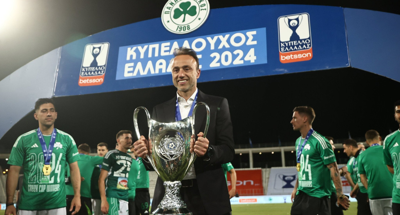 Ο Χρήστος Κόντης κατέκτησε ως υπηρεσιακός προπονητής το κύπελλο με τον Παναθηναϊκό το 2024 / Πηγή: Eurokinissi