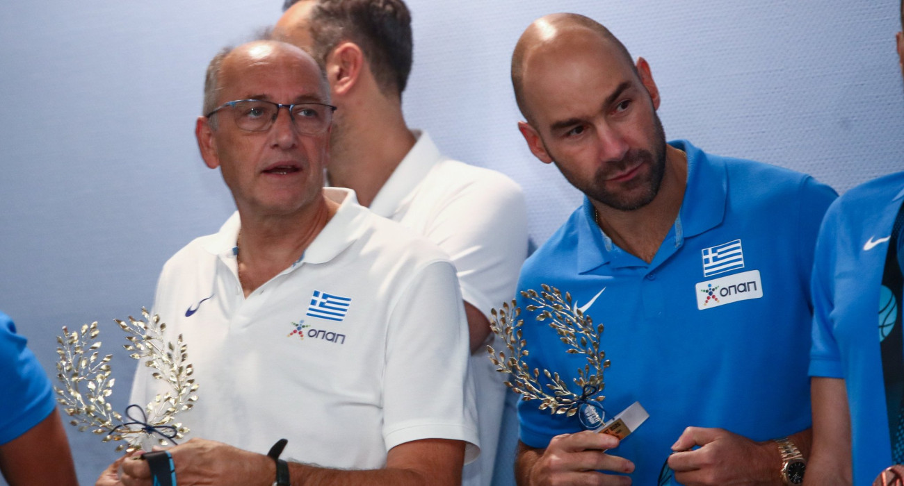 Ο Βαγγέλης Λιόλιος με τον Βασίλη Σπανούλη/Πηγή: Eurokinissi