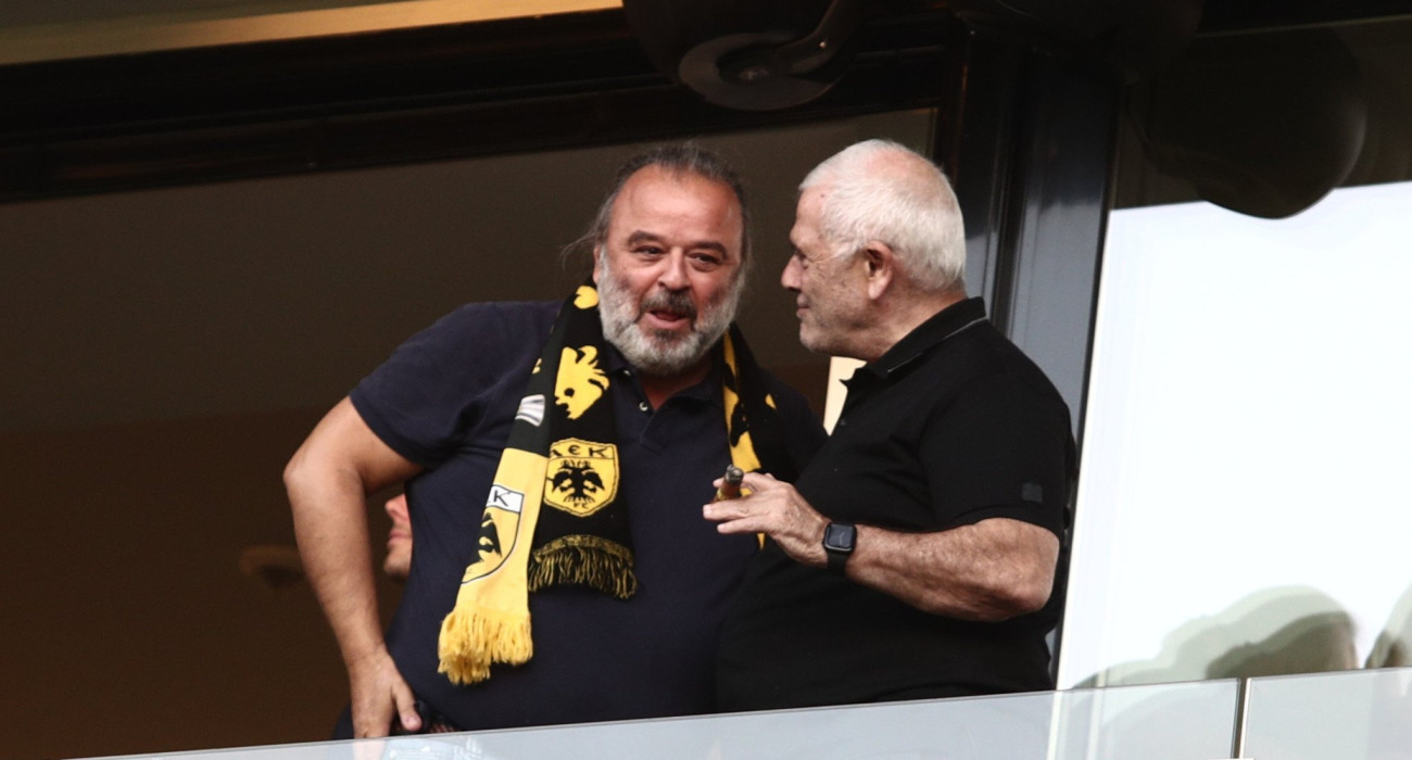 Μάριος Ηλιόπουλος και Δημήτρης Μελισσανίδης στο ΑΕΚ-Παναιτωλικός / Πηγή: Eurokinissi