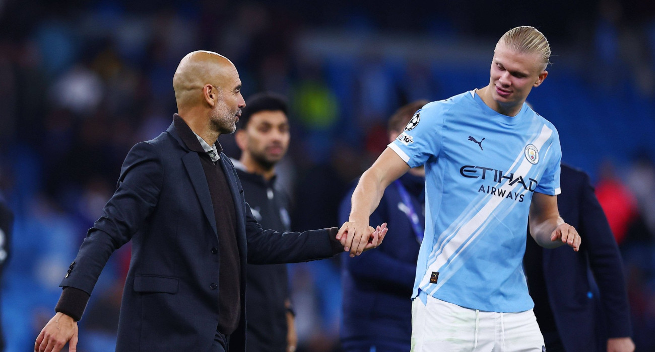 Ο Πεπ Γκουαρδιόλα με τον Έρλινγκ Χάαλαντ / Πηγή: Imago